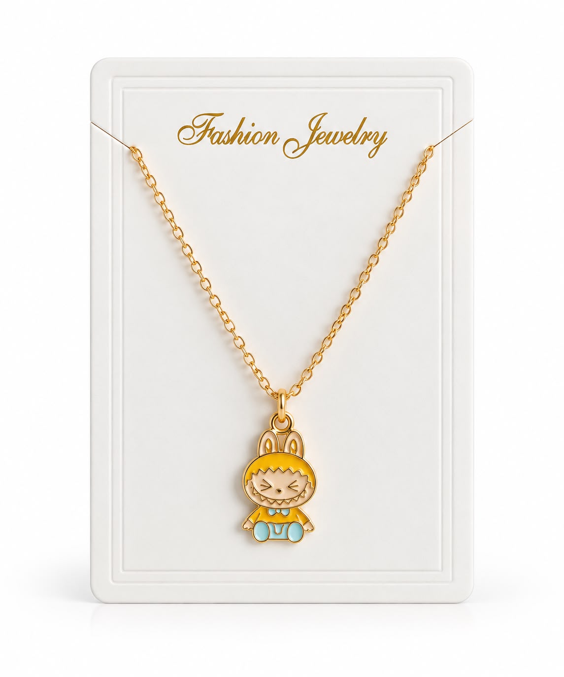 Collier Doré Kawaii avec Pendentif Lapin Jaune