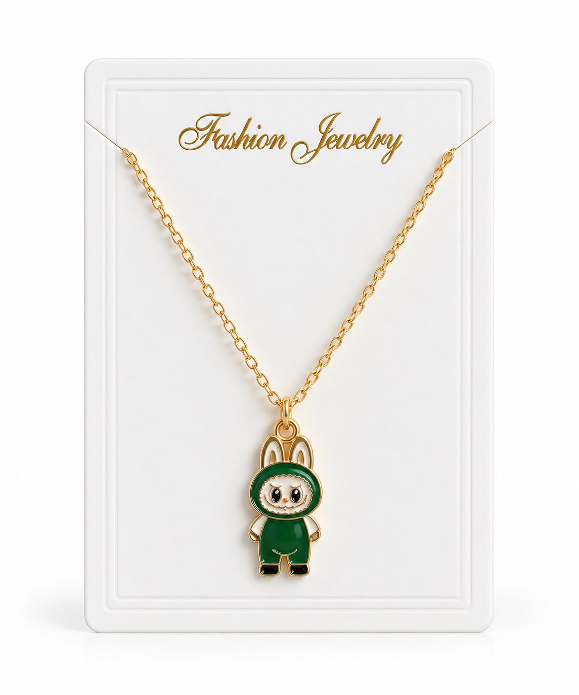 Collier Doré Kawaii avec Pendentif Lapin Vert