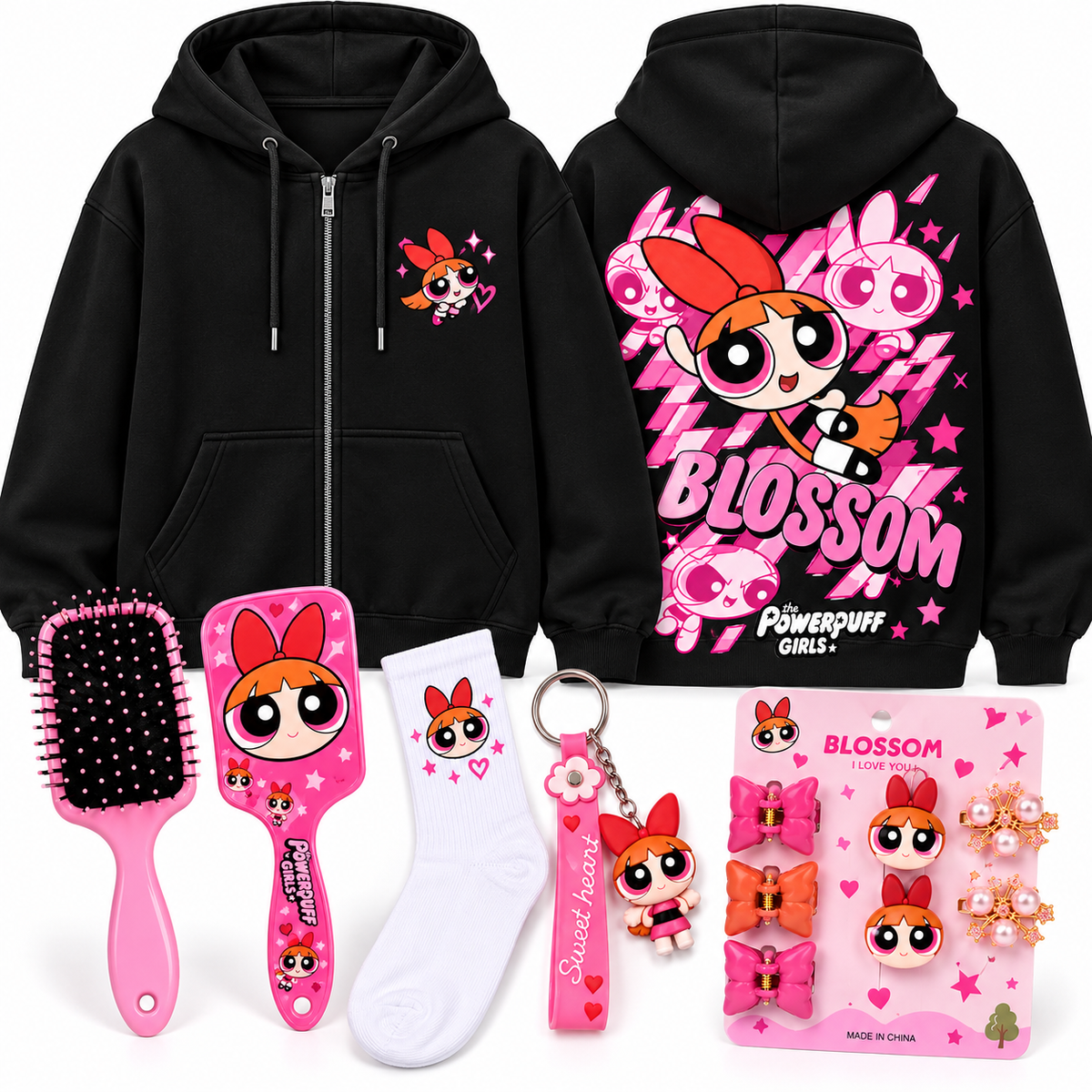 Hoodie zippé Blossom 2 Noir🌸💗