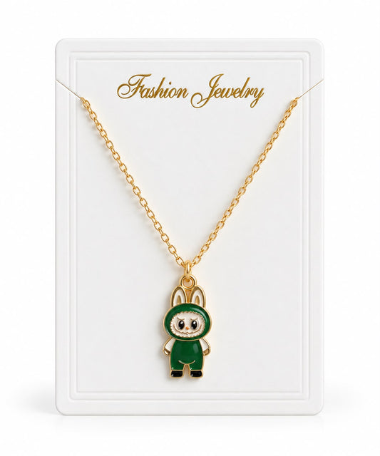 Collier Doré Kawaii avec Pendentif Lapin Vert