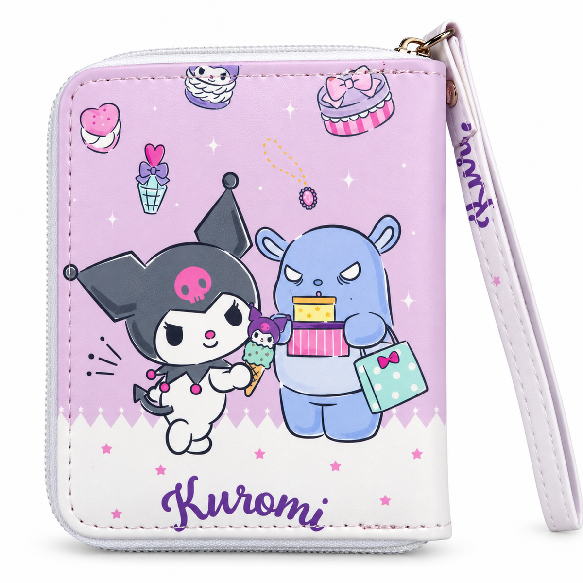 Sac Bandoulière Kuromi & Baku – Rose Pastel 💜🖤