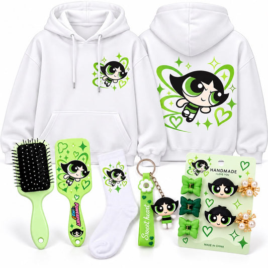 Buttercup white hoodie 💚🖤
