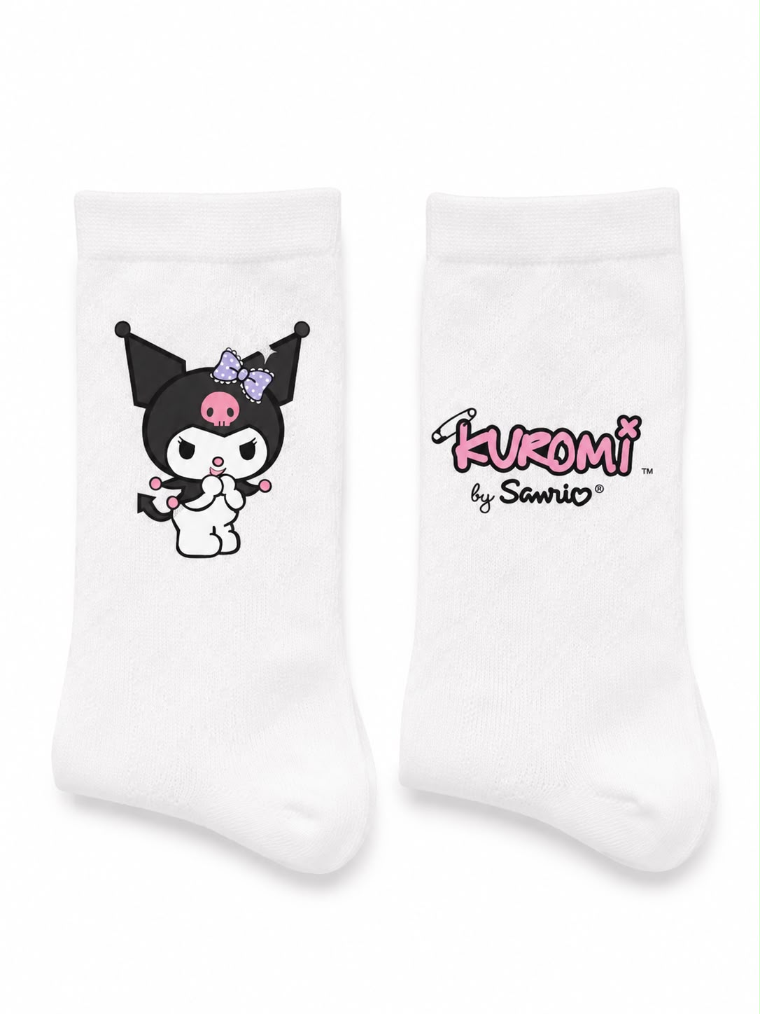 Chaussettes Kuromi Kawaii – Blanc 🖤💗