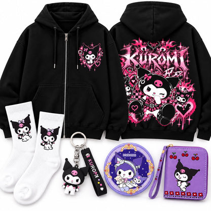 Kuromi Black hoodie zippé 🎀🌸