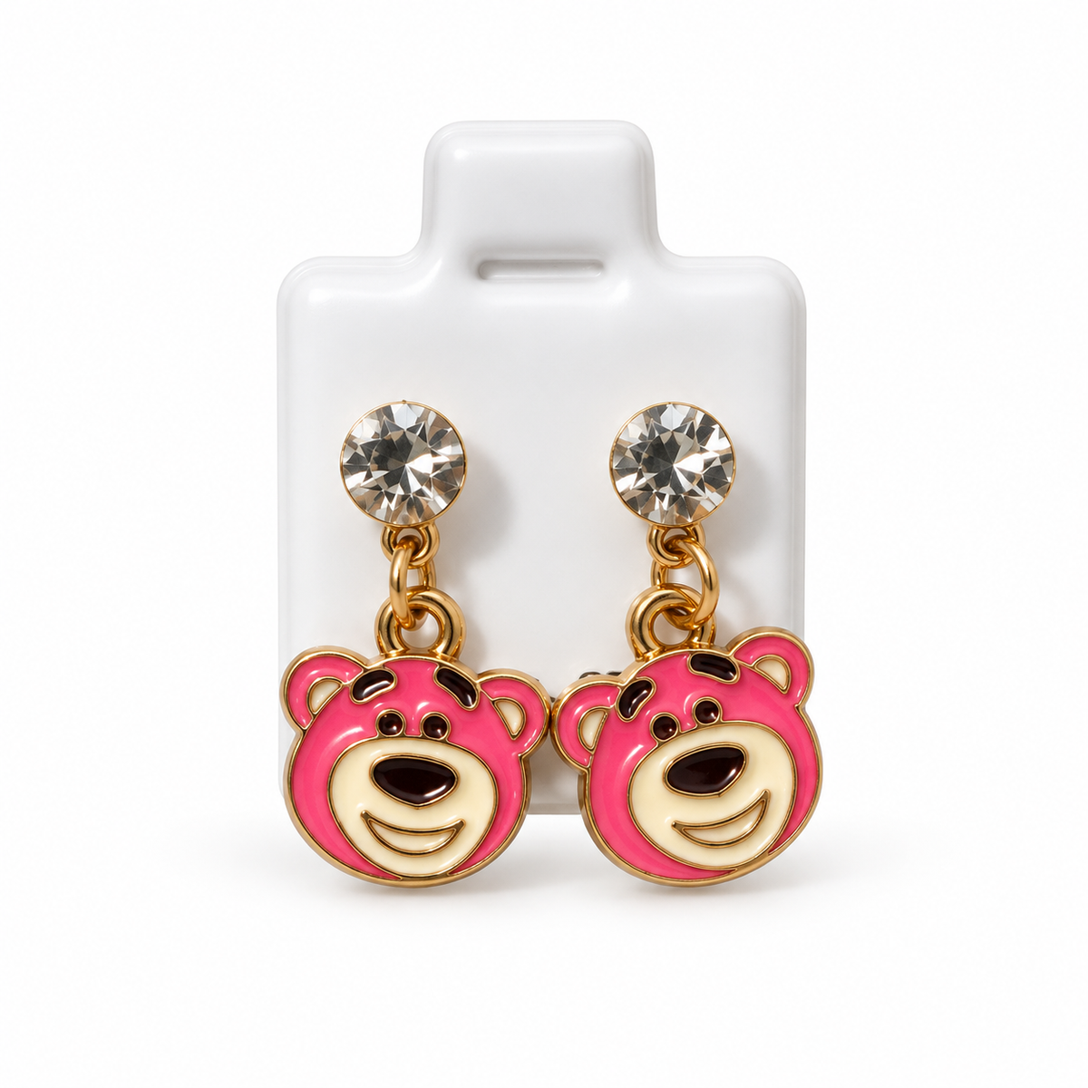 Boucles d’Oreilles Ourson Rose Doré – Style Kawaii