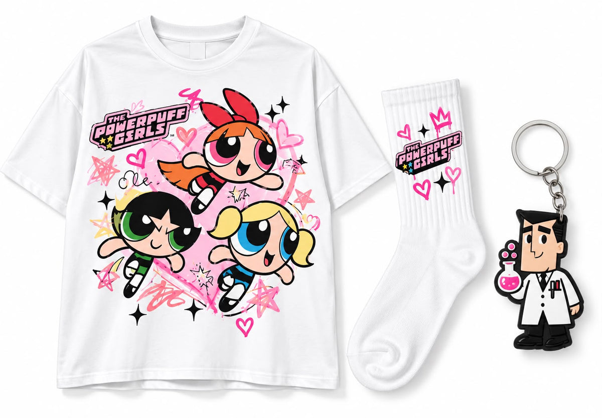 Powerpuff girls T-shirt  💚🖤 Blanc