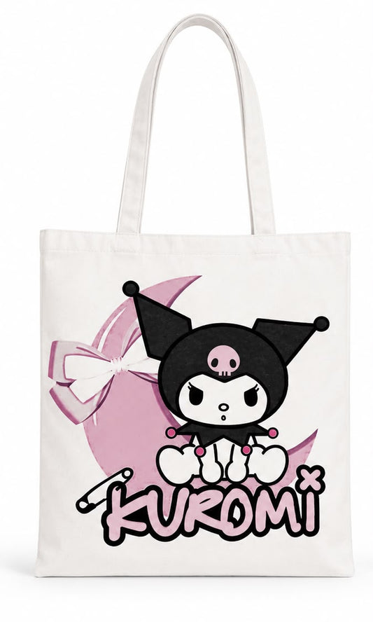 Tote Bag en Toile Kuromi Motif Lune Rose